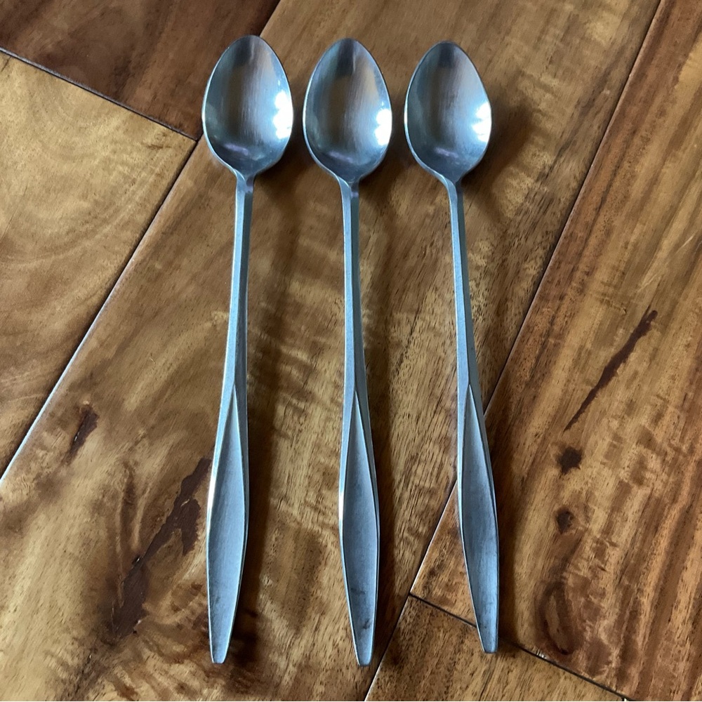 ✔️Vintage Set of 3 Ice Tea Spoons N.S.CO. Japan Allegro Stainless Steel Flatware